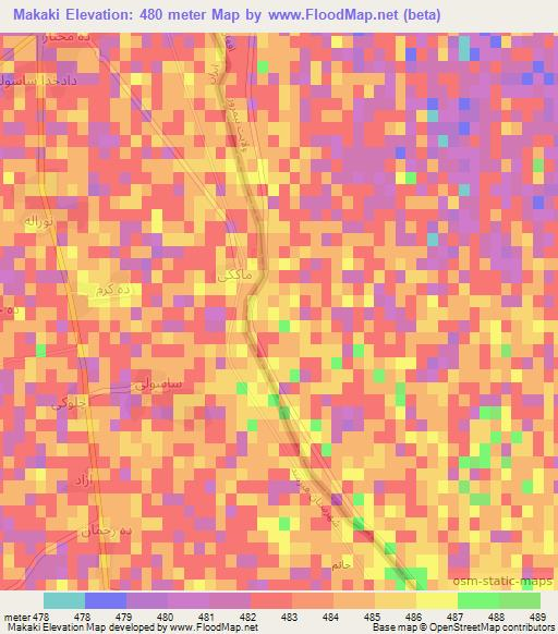 Makaki,Afghanistan Elevation Map