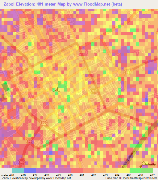 Zabol,Iran Elevation Map