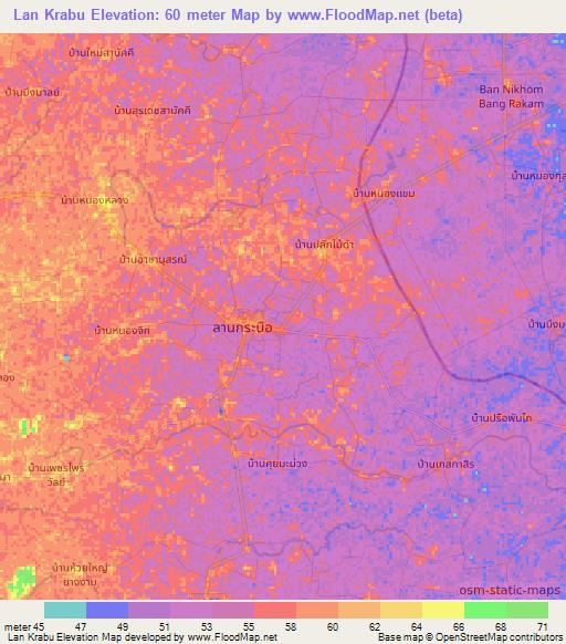 Lan Krabu,Thailand Elevation Map
