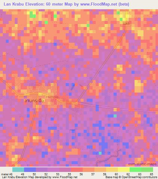 Lan Krabu,Thailand Elevation Map