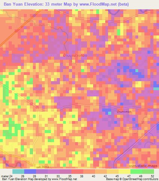 Ban Yuan,Thailand Elevation Map