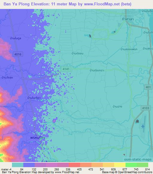 Ban Ya Plong,Thailand Elevation Map