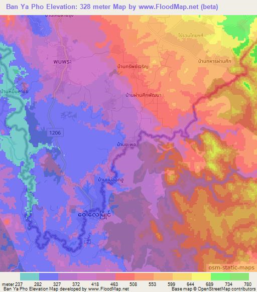 Ban Ya Pho,Thailand Elevation Map