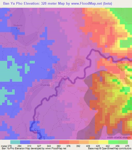 Ban Ya Pho,Thailand Elevation Map