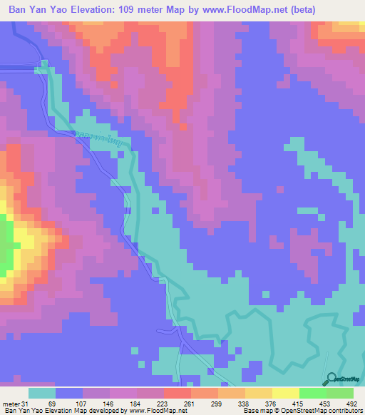 Ban Yan Yao,Thailand Elevation Map