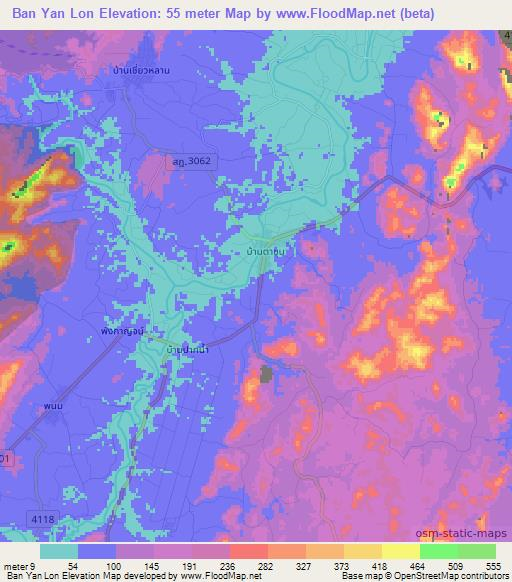 Ban Yan Lon,Thailand Elevation Map