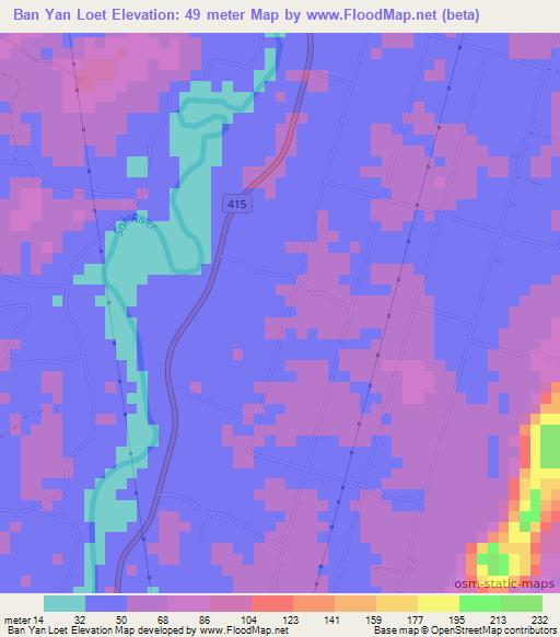 Ban Yan Loet,Thailand Elevation Map