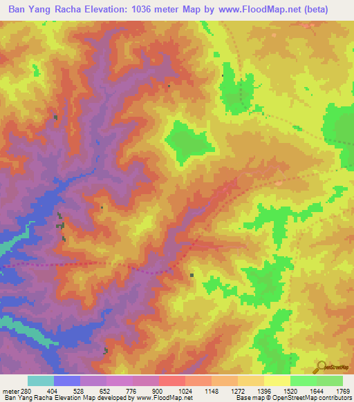 Ban Yang Racha,Thailand Elevation Map
