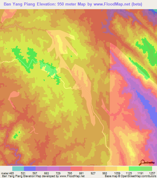 Ban Yang Piang,Thailand Elevation Map