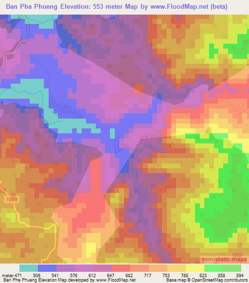 Ban Pha Phueng,Thailand Elevation Map