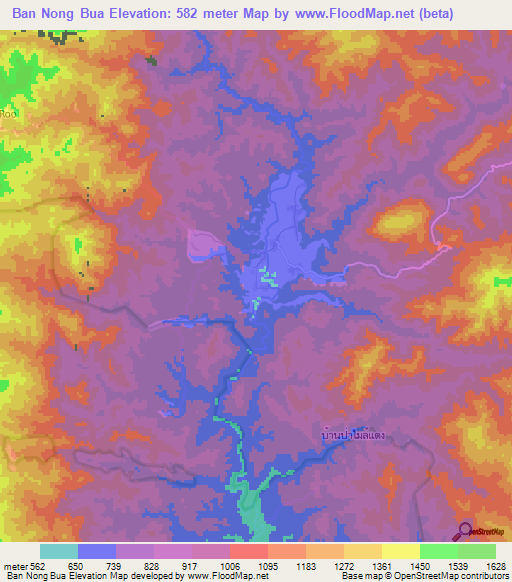 Ban Nong Bua,Thailand Elevation Map