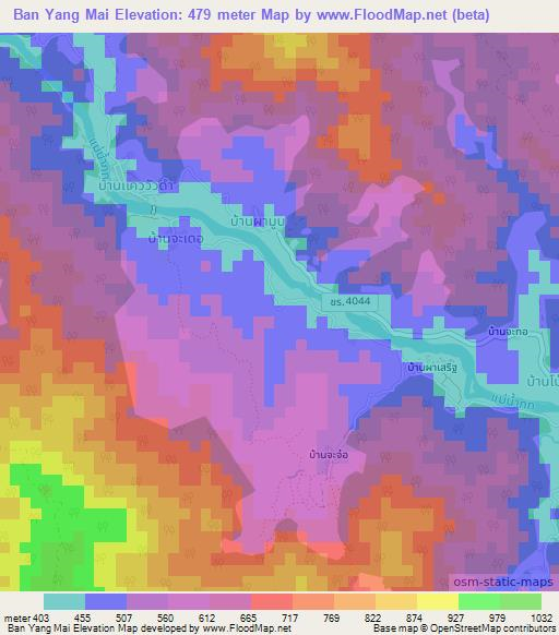 Ban Yang Mai,Thailand Elevation Map