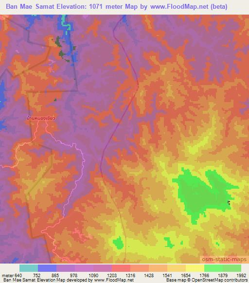Ban Mae Samat,Thailand Elevation Map