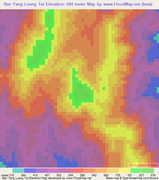 Ban Yang Luang Tai,Thailand Elevation Map