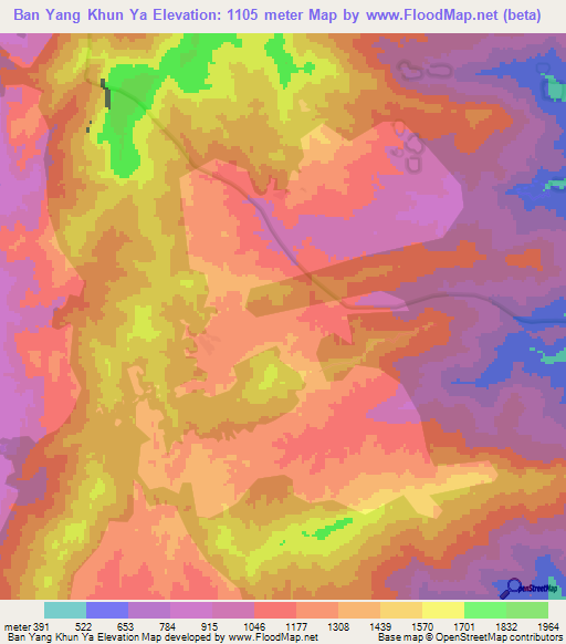 Ban Yang Khun Ya,Thailand Elevation Map
