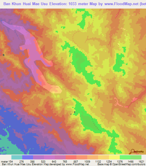 Ban Khun Huai Mae Usu,Thailand Elevation Map