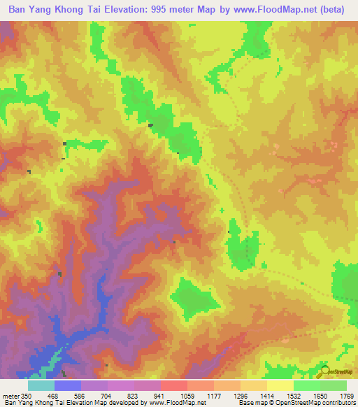 Ban Yang Khong Tai,Thailand Elevation Map