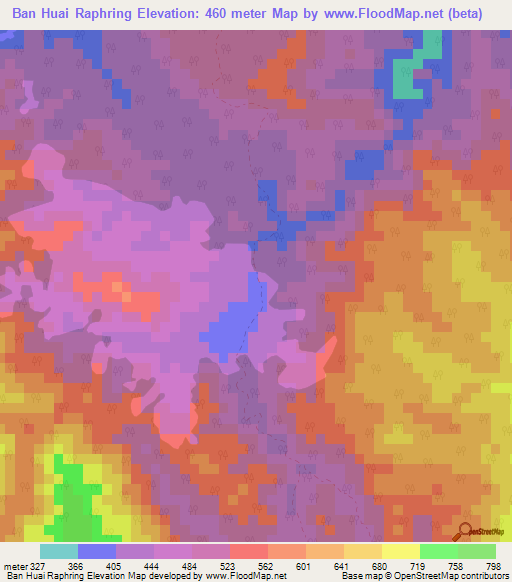 Ban Huai Raphring,Thailand Elevation Map