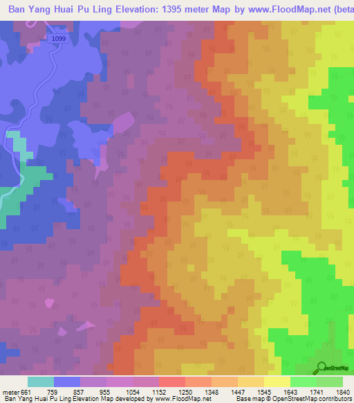 Ban Yang Huai Pu Ling,Thailand Elevation Map