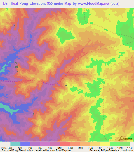 Ban Huai Pong,Thailand Elevation Map