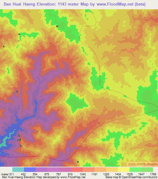 Ban Huai Haeng,Thailand Elevation Map