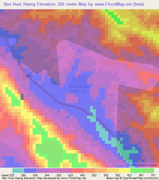 Ban Huai Haeng,Thailand Elevation Map