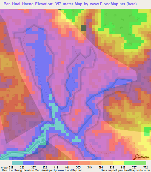 Ban Huai Haeng,Thailand Elevation Map