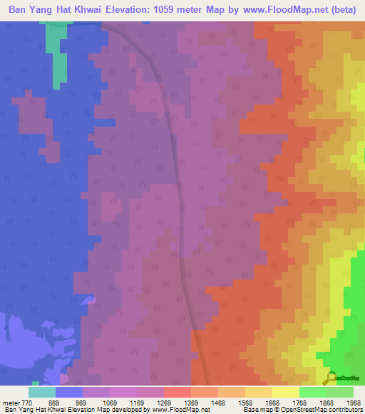 Ban Yang Hat Khwai,Thailand Elevation Map