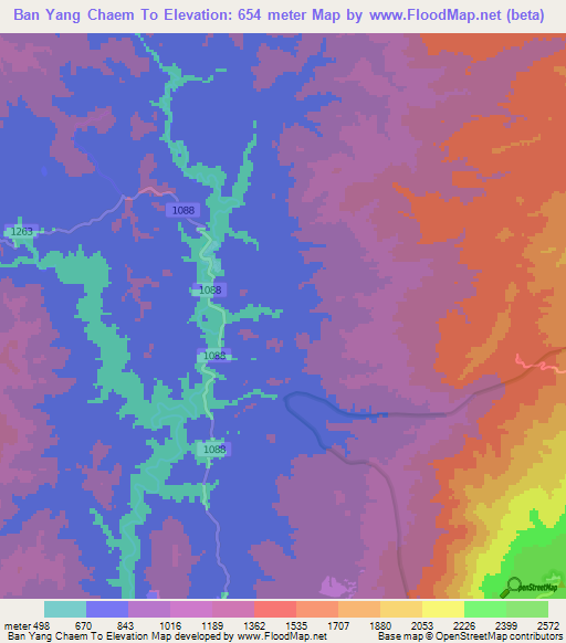 Ban Yang Chaem To,Thailand Elevation Map