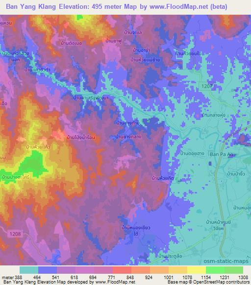 Ban Yang Klang,Thailand Elevation Map