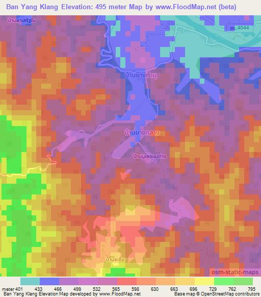 Ban Yang Klang,Thailand Elevation Map