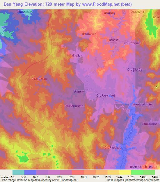 Ban Yang,Thailand Elevation Map