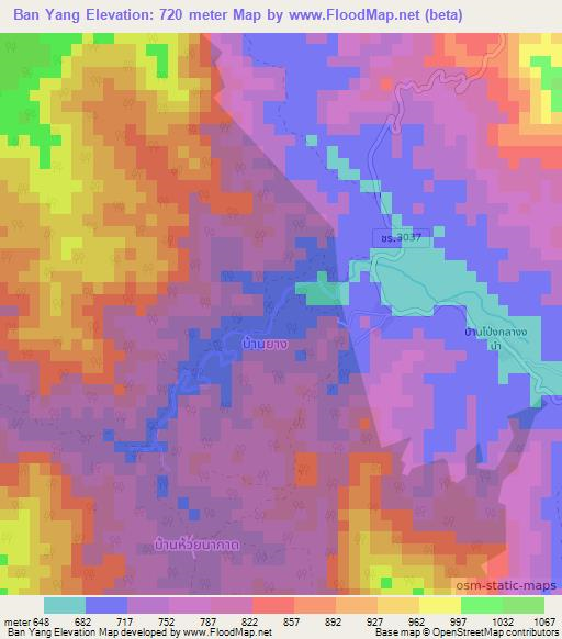 Ban Yang,Thailand Elevation Map