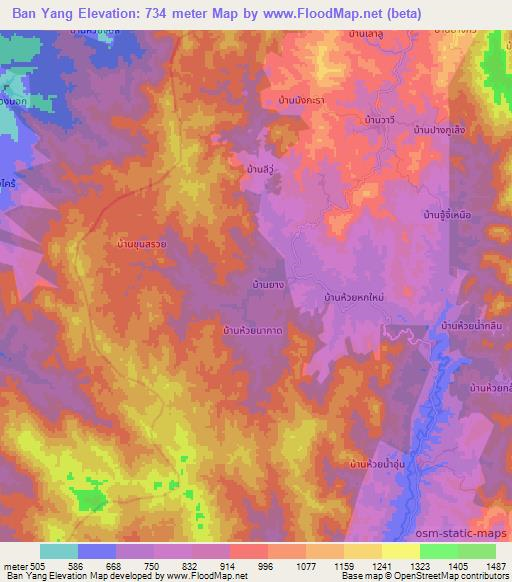 Ban Yang,Thailand Elevation Map