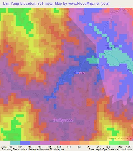 Ban Yang,Thailand Elevation Map