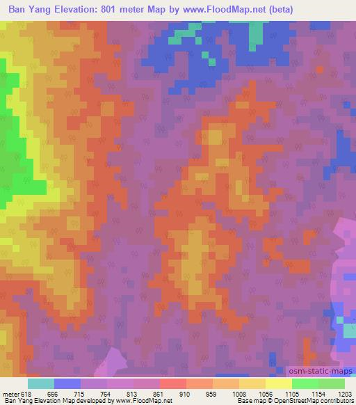 Ban Yang,Thailand Elevation Map