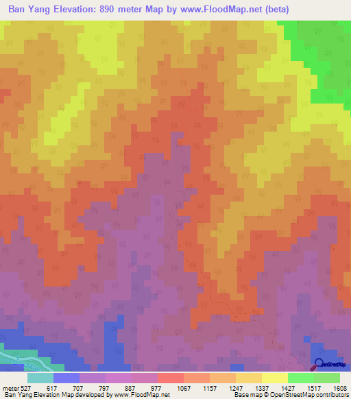 Ban Yang,Thailand Elevation Map