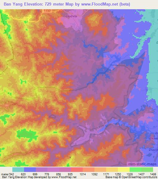 Ban Yang,Thailand Elevation Map