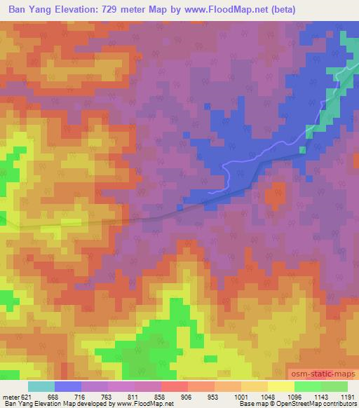 Ban Yang,Thailand Elevation Map