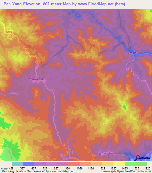Ban Yang,Thailand Elevation Map