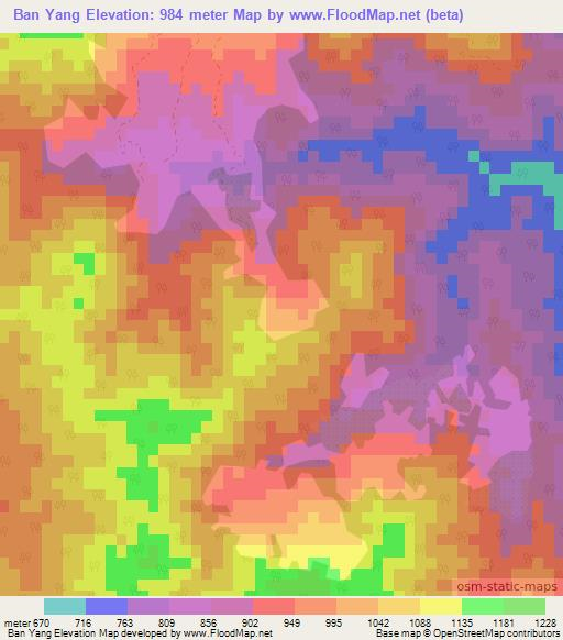 Ban Yang,Thailand Elevation Map