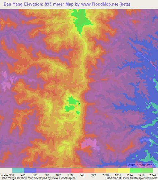 Ban Yang,Thailand Elevation Map