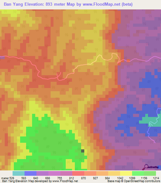 Ban Yang,Thailand Elevation Map