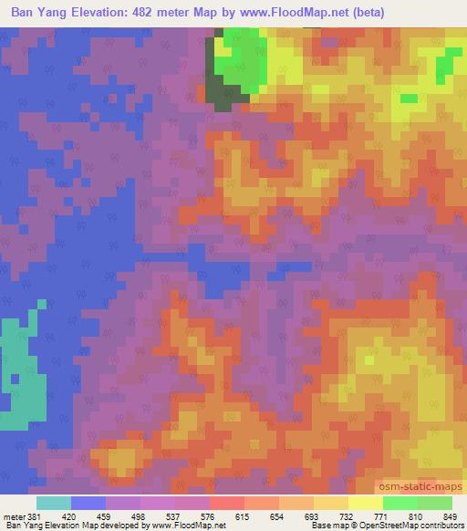 Ban Yang,Thailand Elevation Map