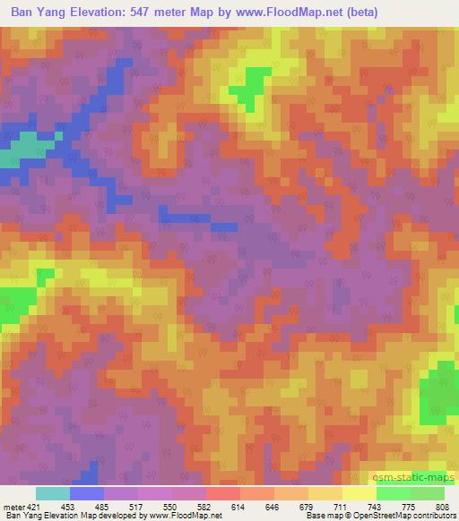 Ban Yang,Thailand Elevation Map