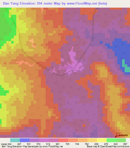 Ban Yang,Thailand Elevation Map