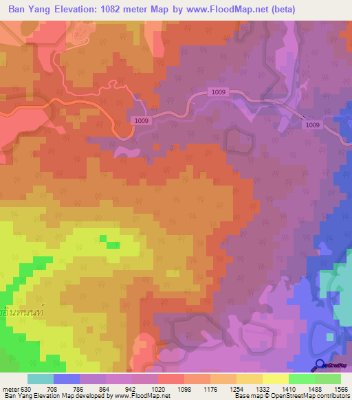 Ban Yang,Thailand Elevation Map