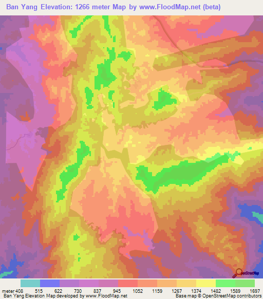 Ban Yang,Thailand Elevation Map