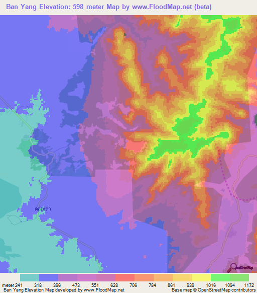 Ban Yang,Thailand Elevation Map