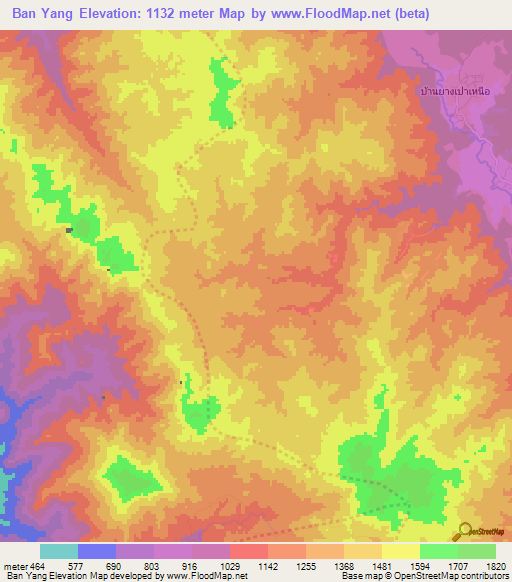 Ban Yang,Thailand Elevation Map